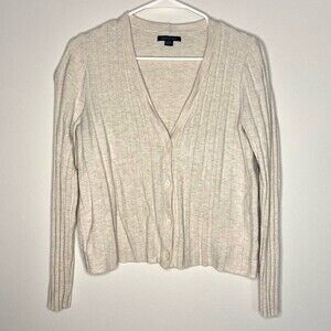 American Eagle Outfitters Cream Cardigan V-Neck Buttons Ribbed Size XL